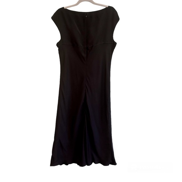 Giorgio Armani black silk A-line midi dress, size 16 - Picture 2 of 6